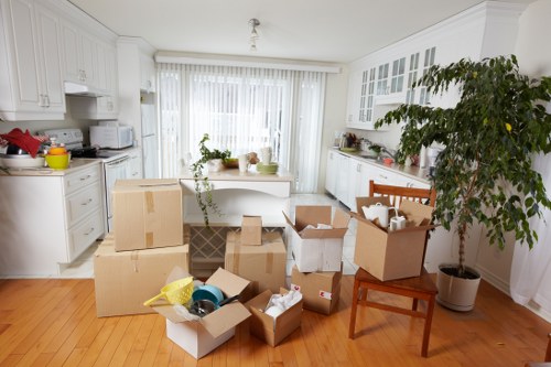 Local removals van supporting a flat move with stair access